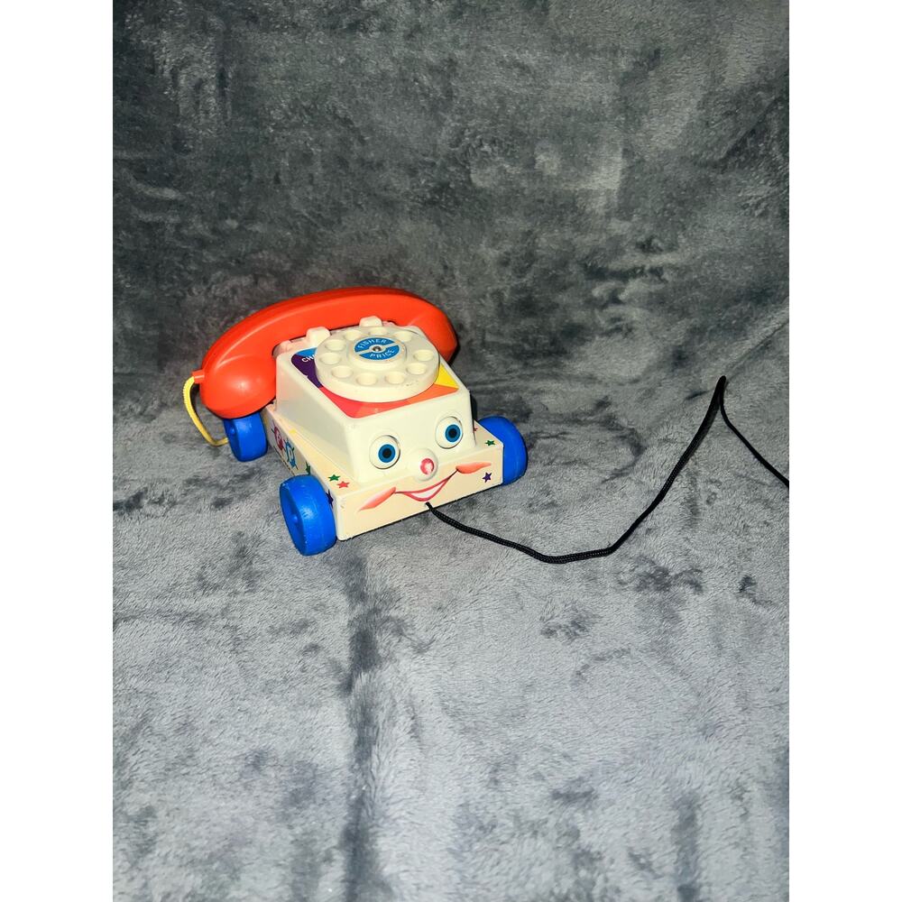 Vintage Fisher-Price Chatter Rotary Telephone Classic Pull Baby Toy Phone